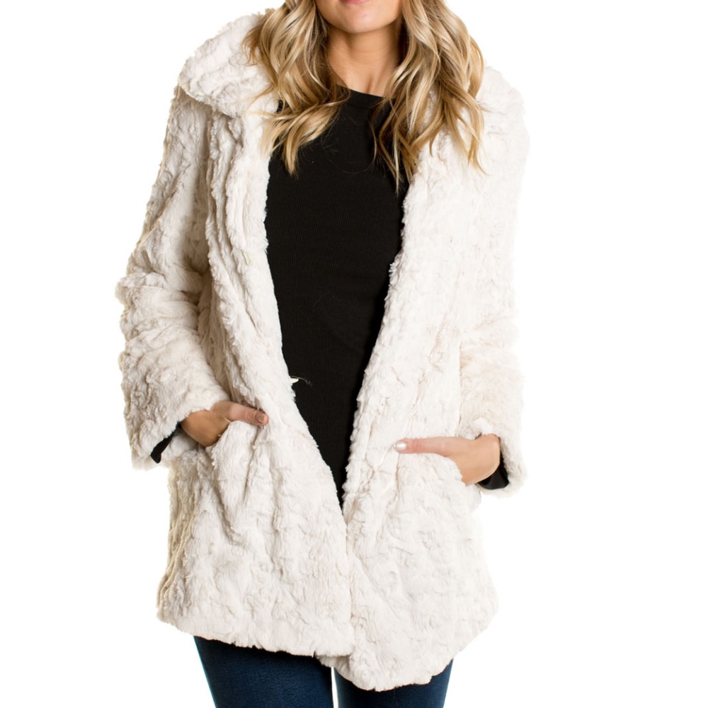 Vegan Crushed Fur Swing Coat